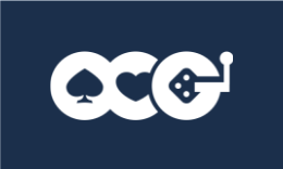 OnlineCasinoGames logo, white text on a dark blue background