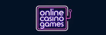 OnlineCasinoGames logo, purple text on black background