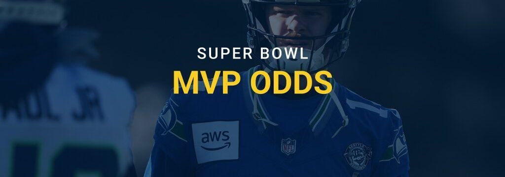 Super Bowl MVP odds graphic featuring a Seattle Seahawks player with GamblingSites.com branding