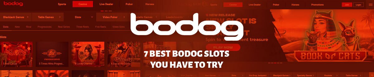 Bodog best slots text ventered with bodog site imagery in background