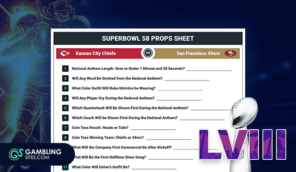 Super Bowl 58 Fun Prop Bet Sheet