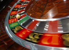 Spinning casino roulette wheel