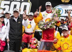 Josef Newgarden celebrates after winning the Indy 500