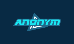 AnonymBet logo, blue and teal text and icon on a dark background