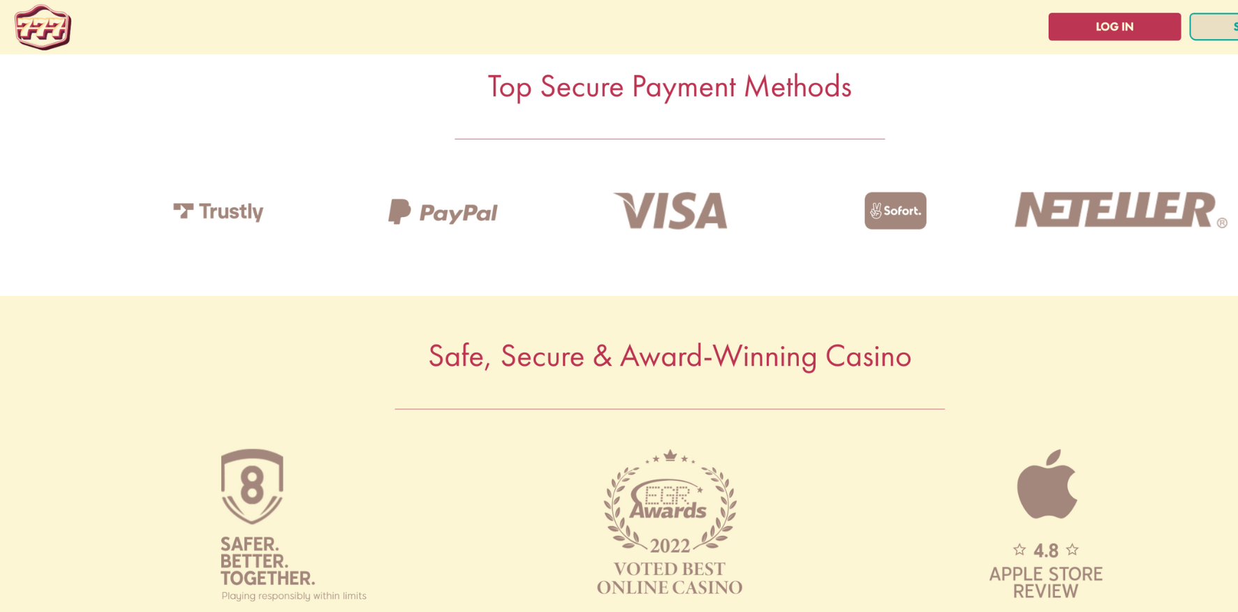 777 casino payment methods