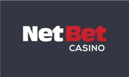 NetBet logo, red and white letters on a dark background