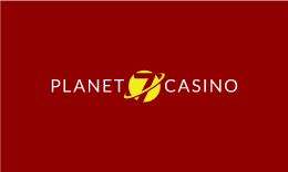 Planet 7 Casino logo, white and yellow text on a red background