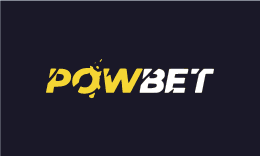 Powbet logo, yellow and white text on black background