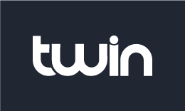 Twin Casino logo, white text on a dark background
