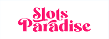 Slots Paradise logo, pink text on white background