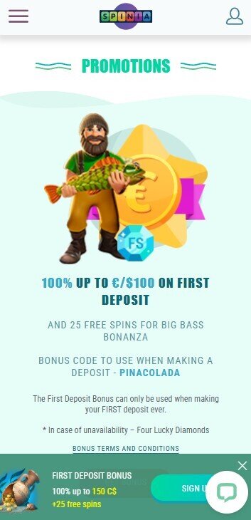 spinia promotions mobile