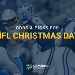 NFL players in action during a football game with text overlay reading “Odds & Picks for NFL Christmas Day” and GamblingSites.com branding.