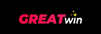 Greatwin logo, pink and white text on black background