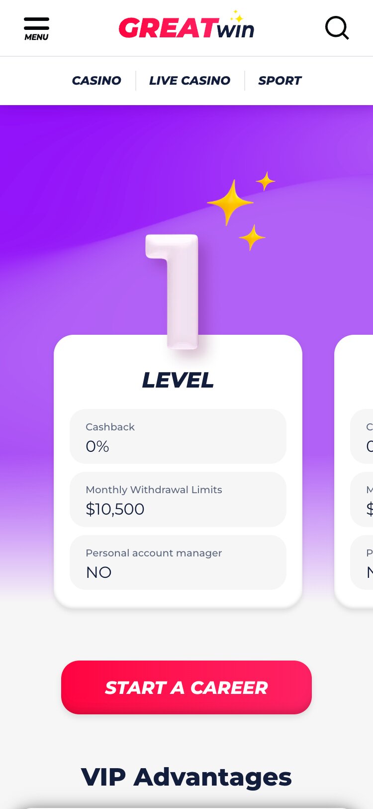 Greatwin Mobile VIP Page Screenshot