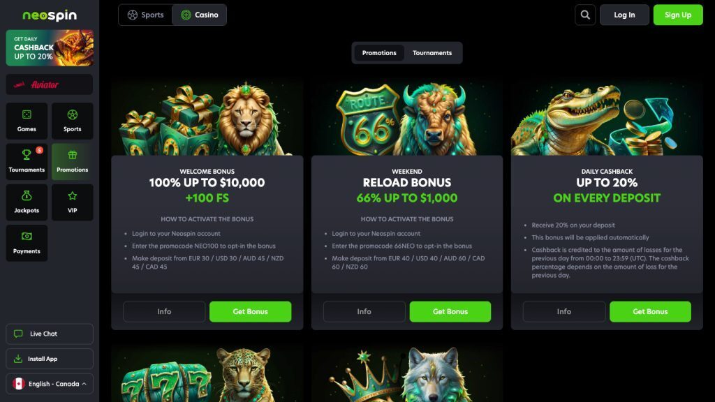 Neospin casino promos