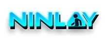 Ninlay logo, blue and black text on white background