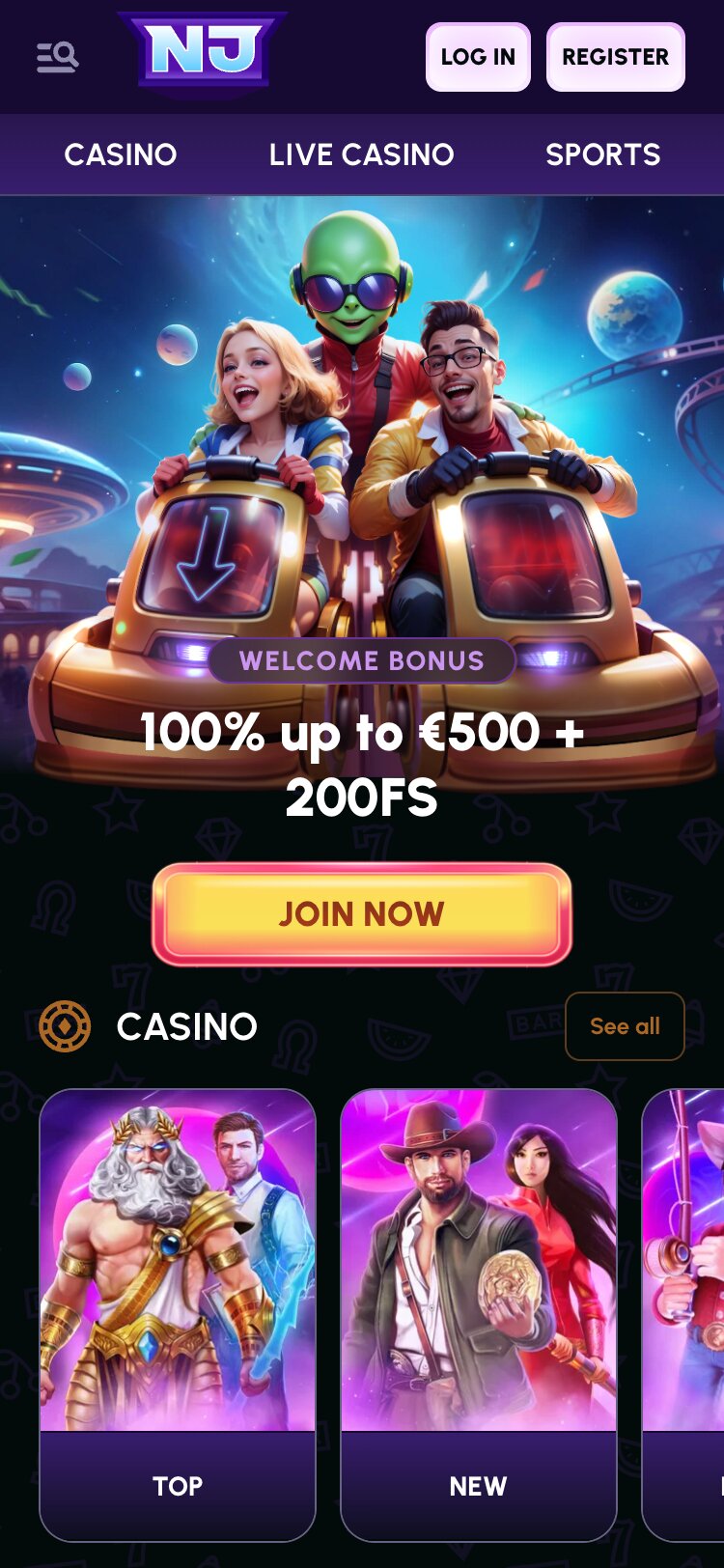 Nova Jackpot Mobile Homepage Screenshot
