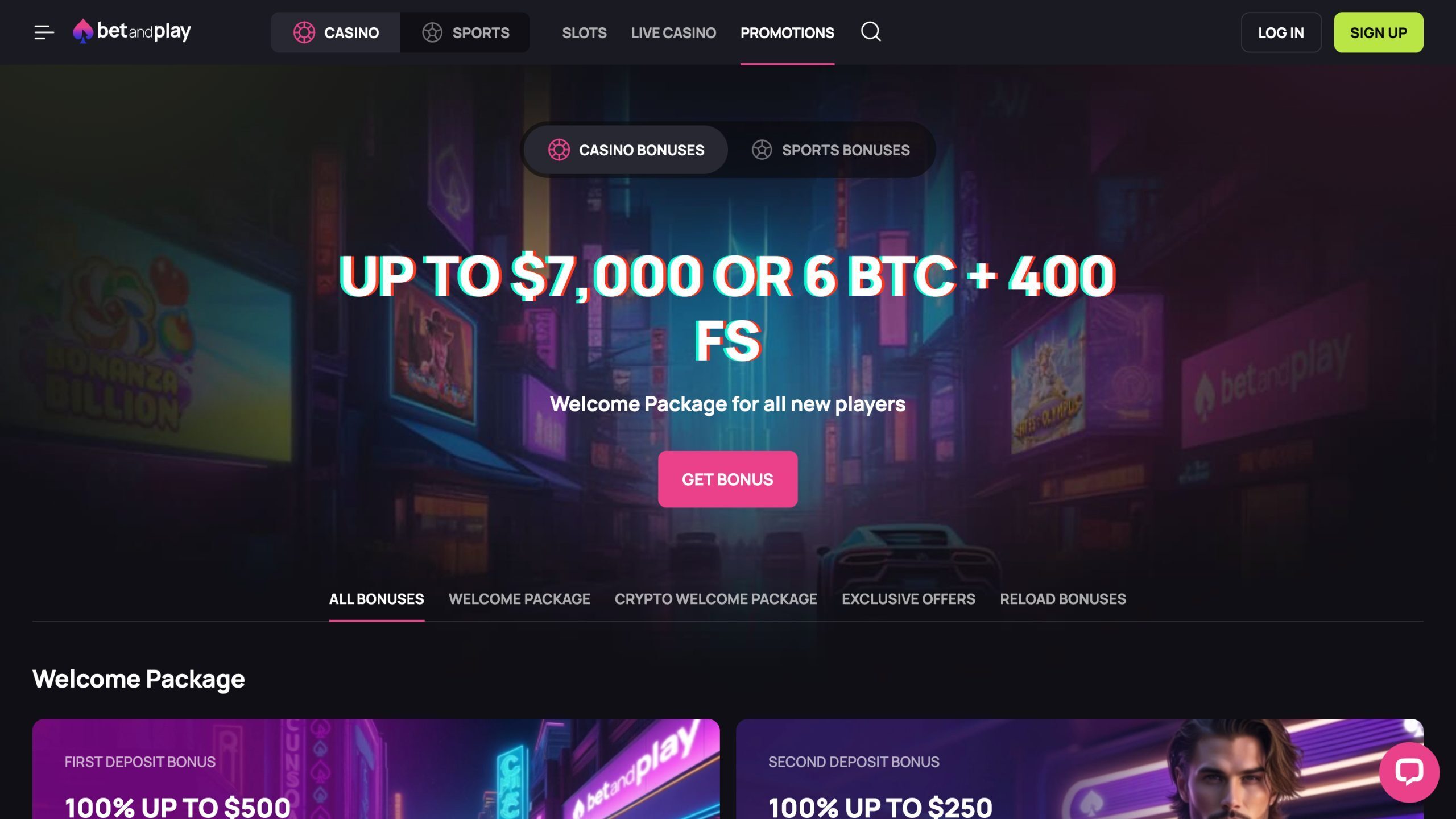 Betandplay Promotions Page Screenshot