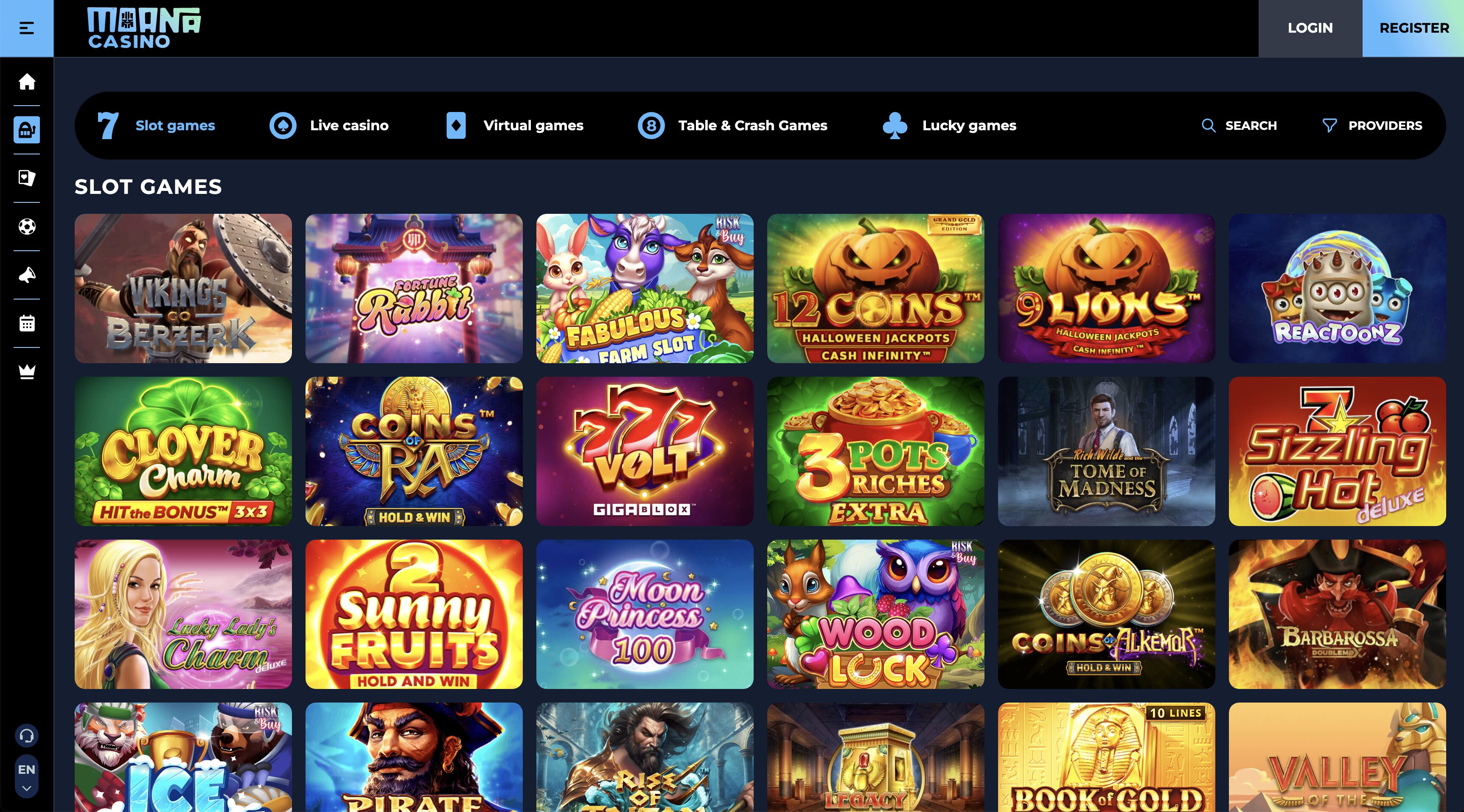 Moana Casino Games Page Screenshot