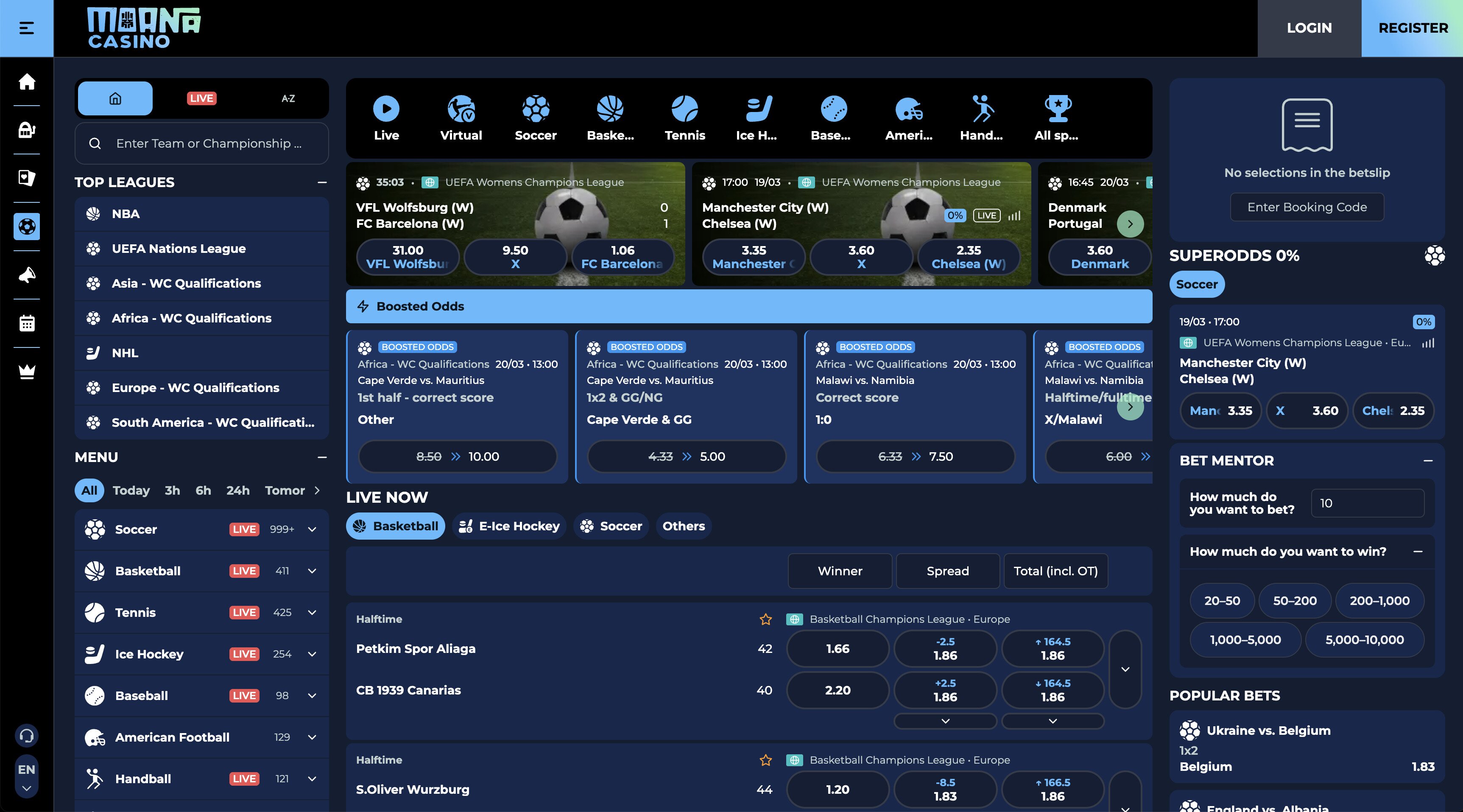 Moana Casino Sportsbook Screenshot