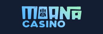 Moana Casino logo, light blue and green logo on dark background