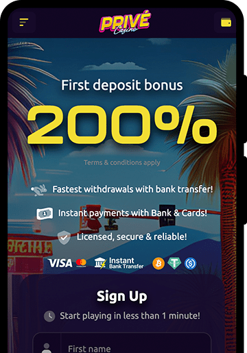 Prive Casino mobile banner
