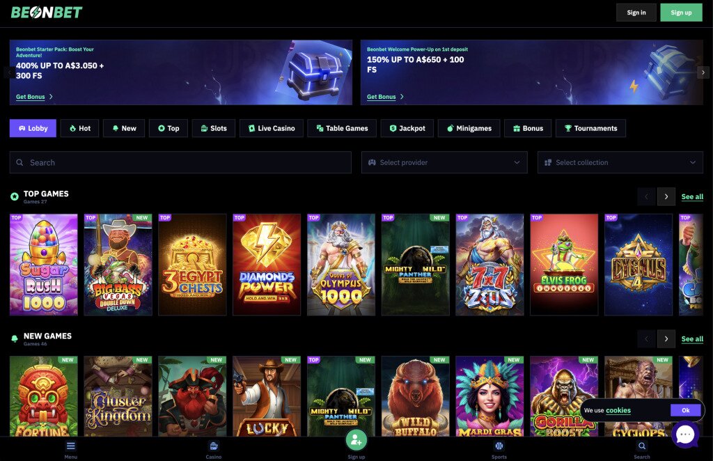 BeonBet Games Page Screenshot