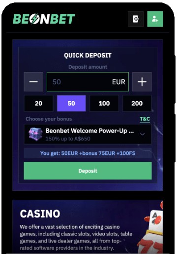 BeonBet Mobile Screenshot