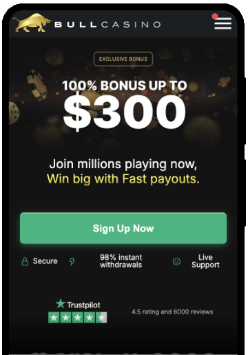 Bull Casino Mobile Screenshot