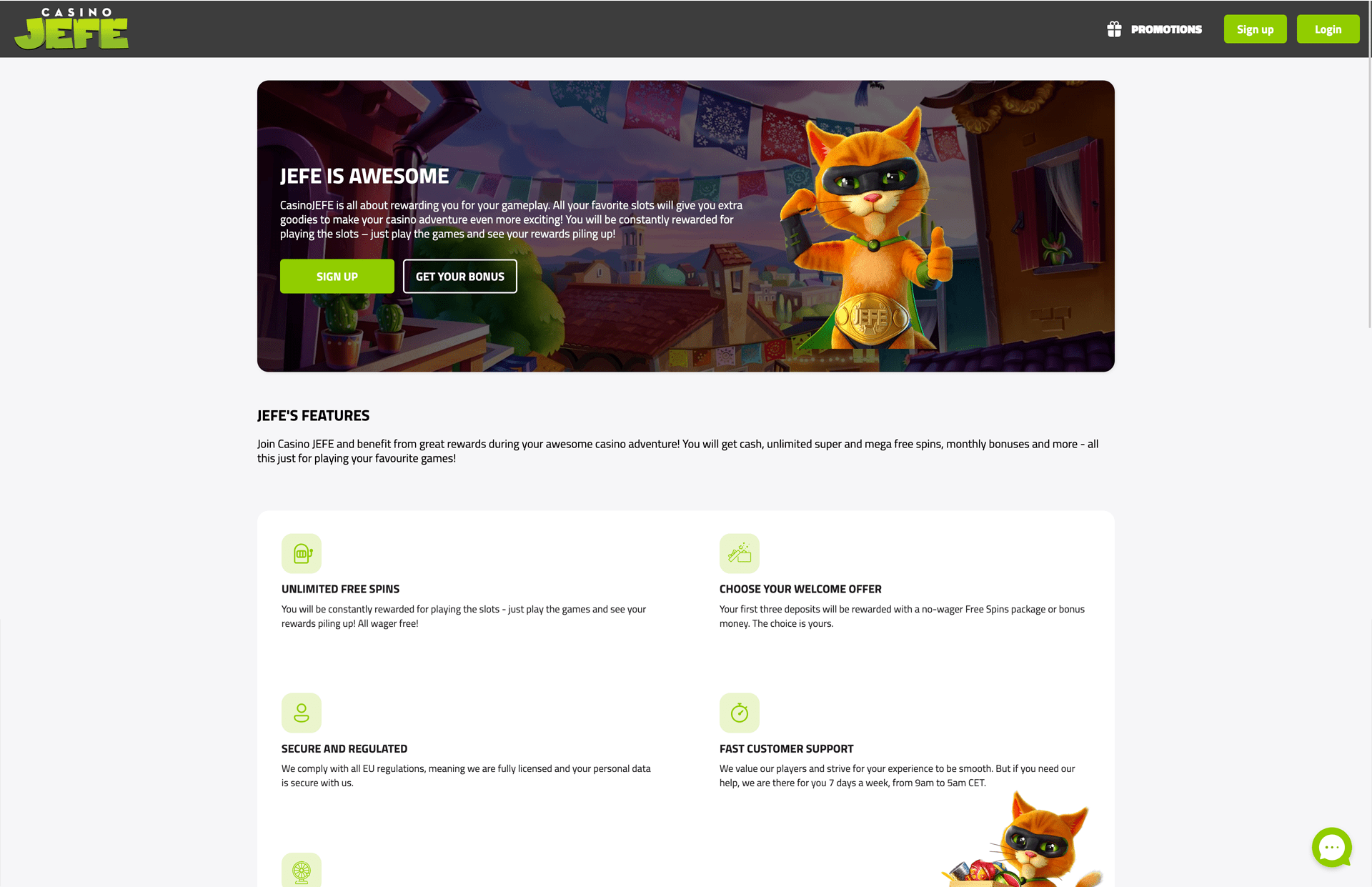 CasinoJEFE About Page Screenshot