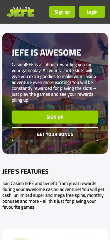 CasinoJEFE Mobile About Page Screenshot