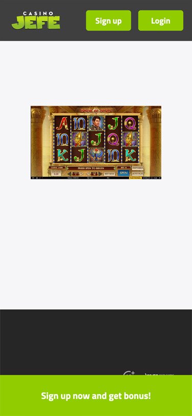 CasinoJEFE Mobile Book of Dead Slot Page Screenshot