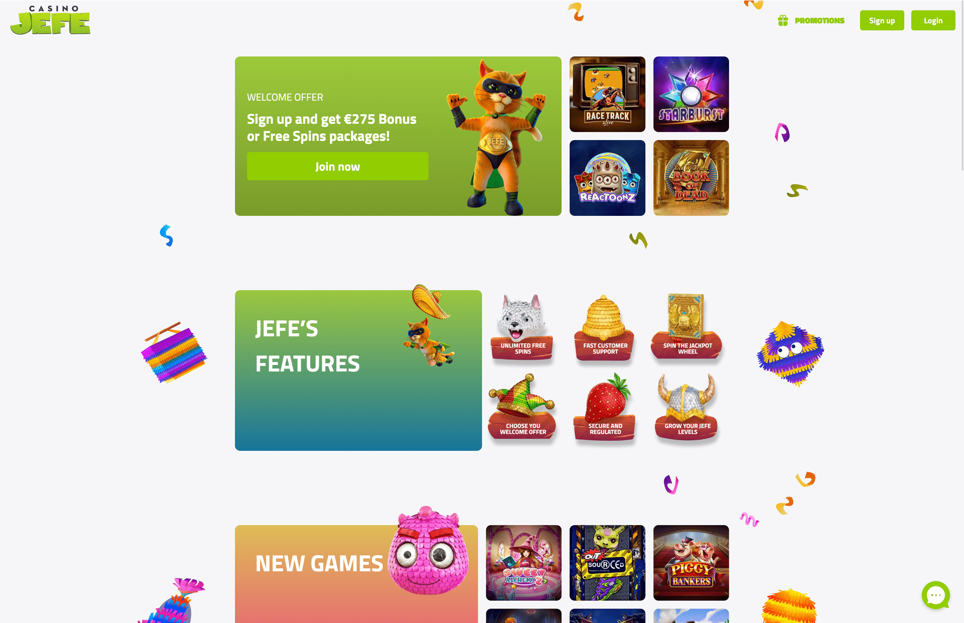 CasinoJEFE Homepage Screenshot