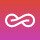 Casino Infinity logo, white logo on pink and purple background