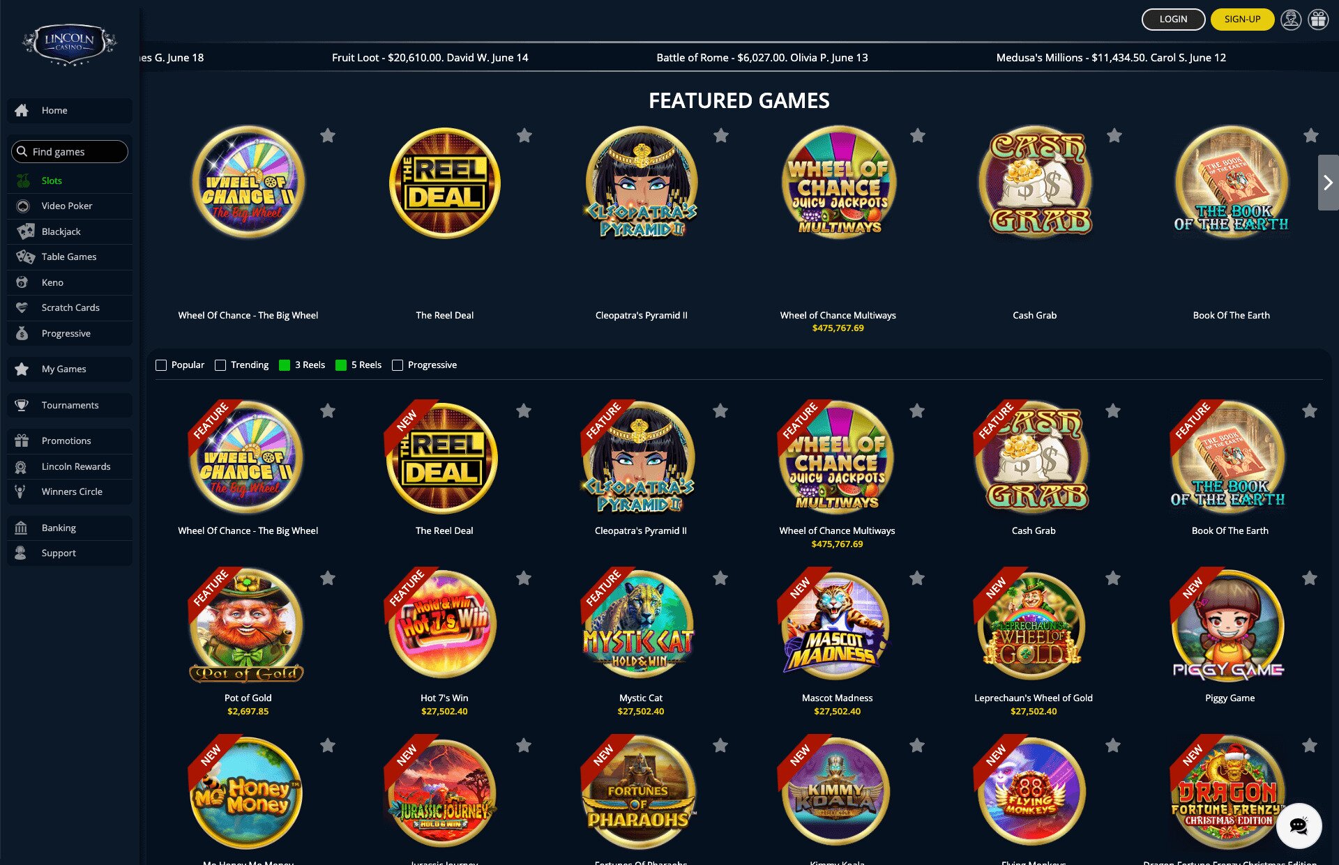 Lincoln Casino Games