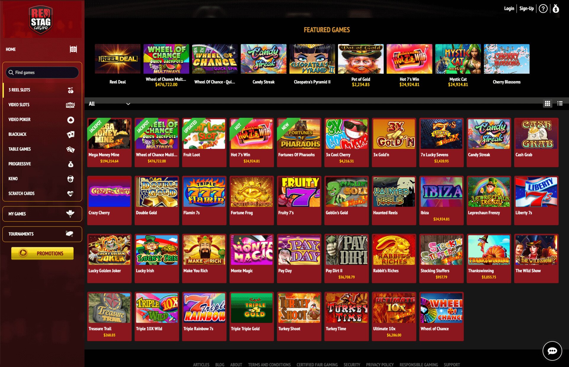 Red Stag Casino Game Lobby