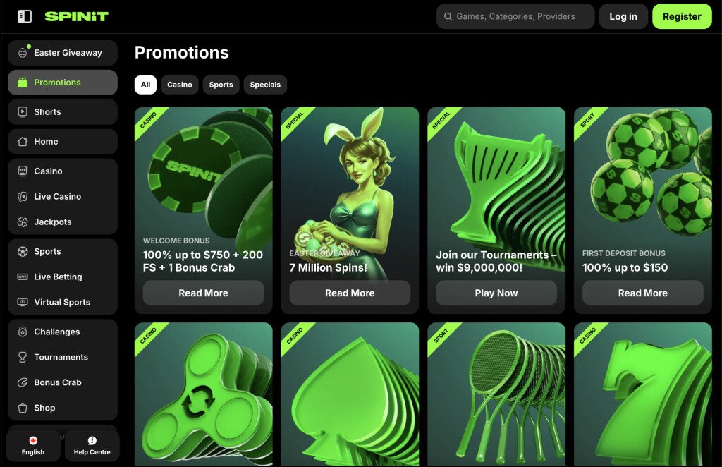 Spinit Promotions Page Screenshot
