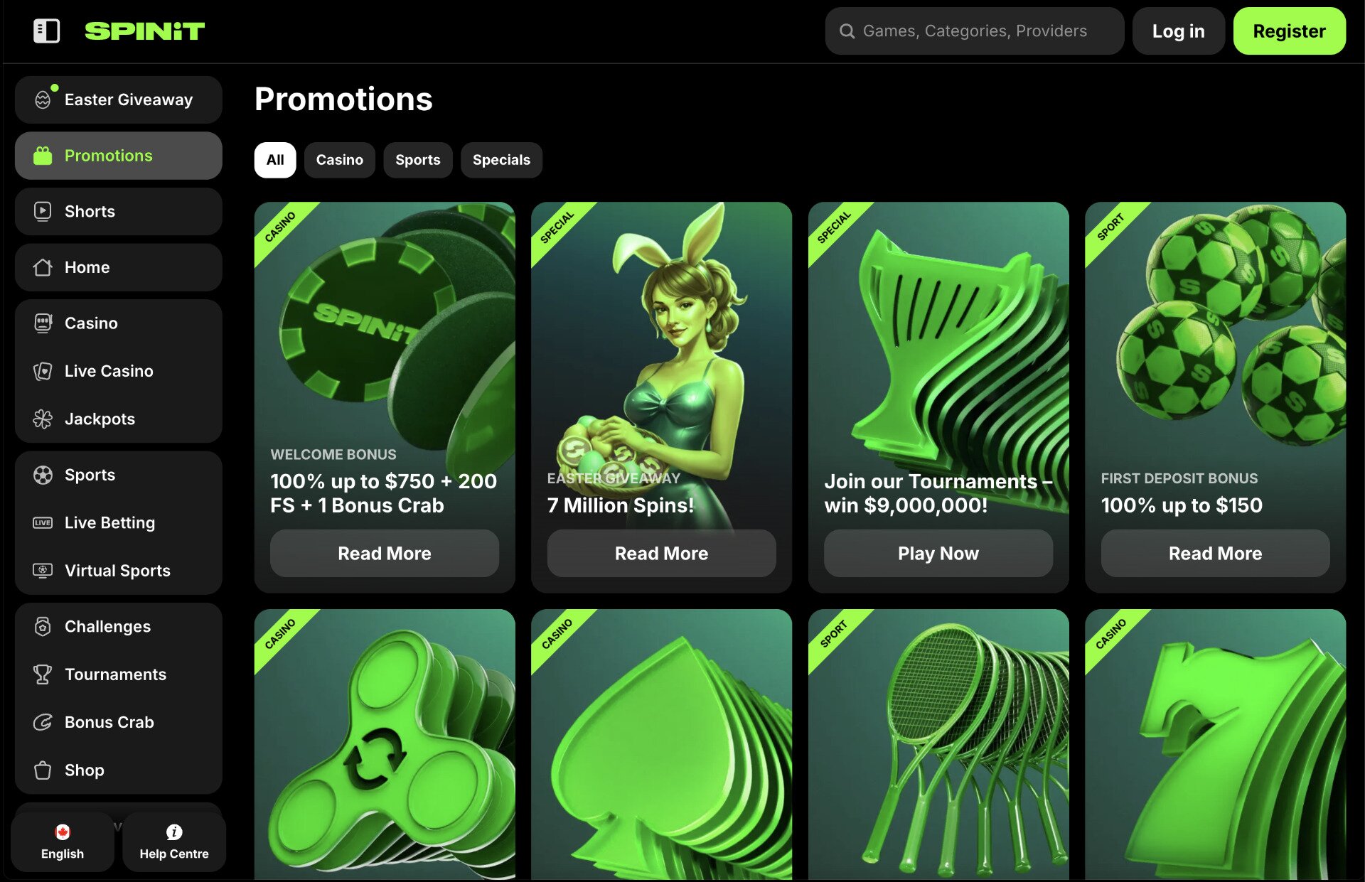 Spinit Promotions Page Screenshot