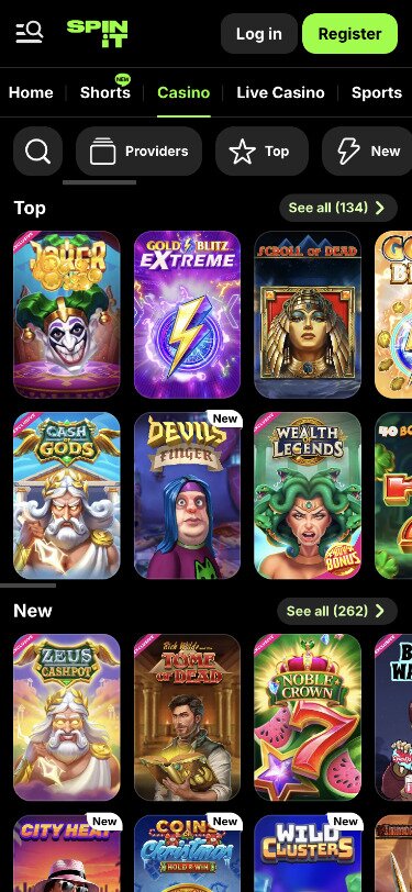 Spinit Mobile Games Page Screenshot