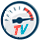 TurboVegas favicon, white, red, and blue logo on white background