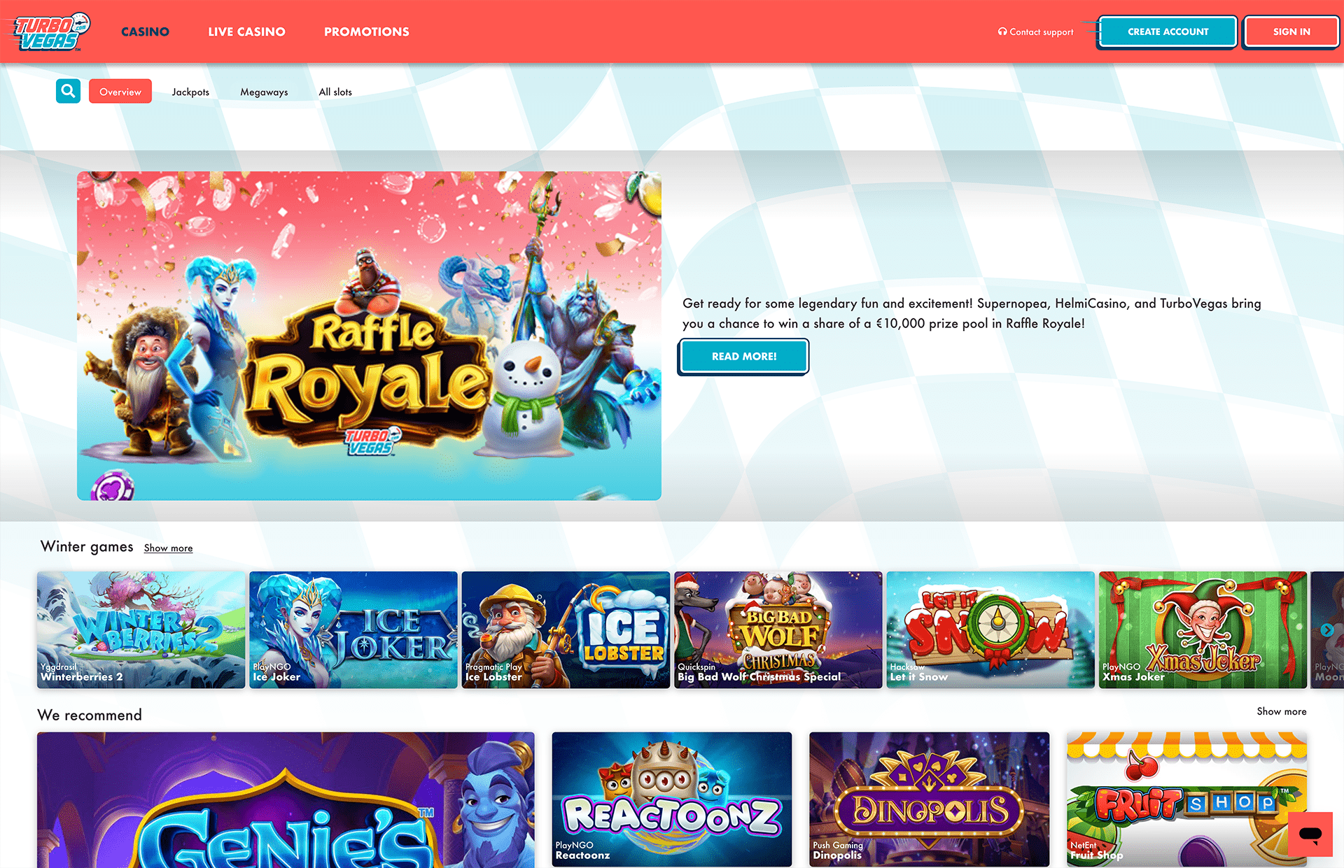 TurboVegas Homepage Screenshot