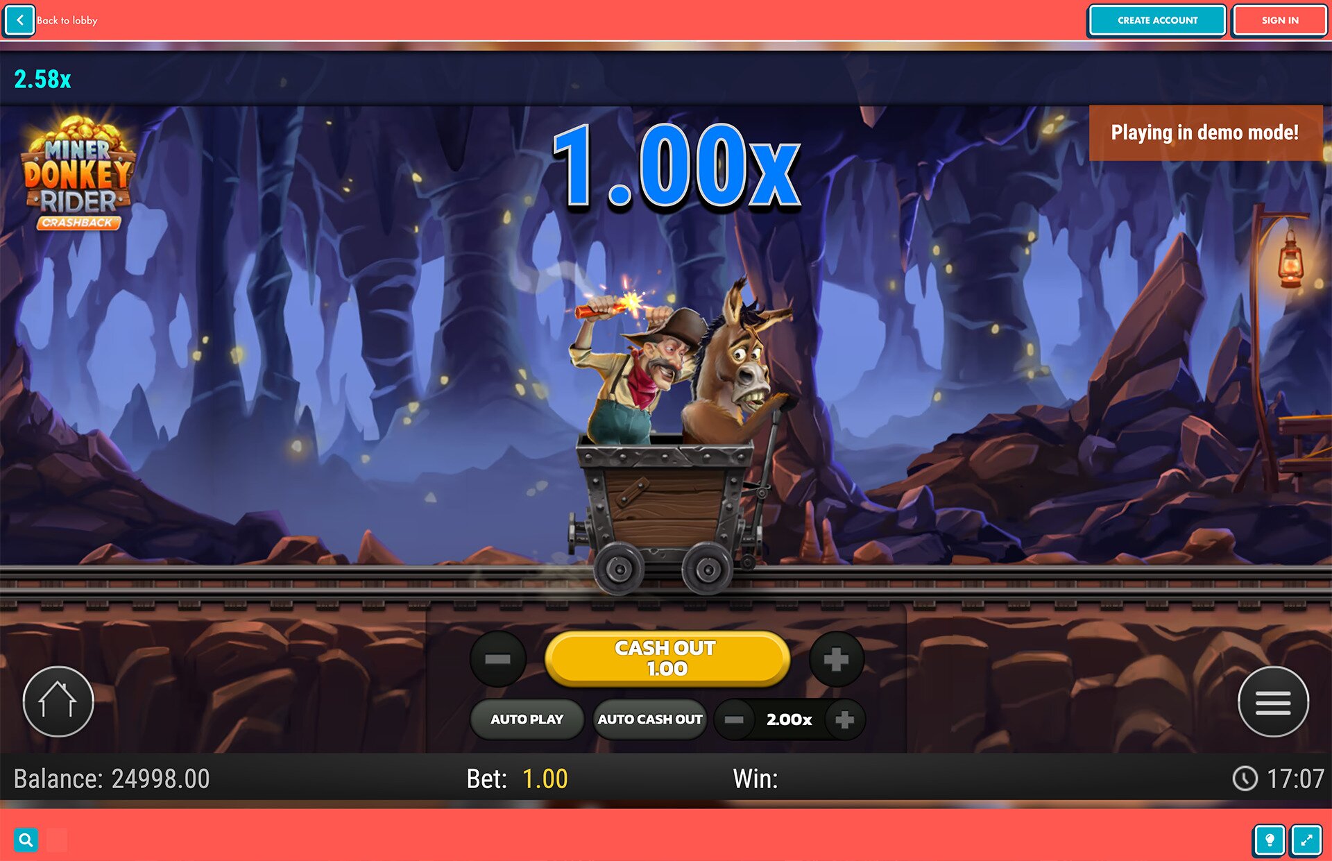 TurboVegas Miner Donkey Rider game screenshot