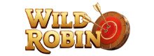 Wild Robin logo, gold text and red logo on white background