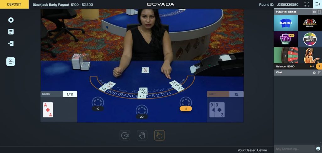 bovada blackjack live dealer game