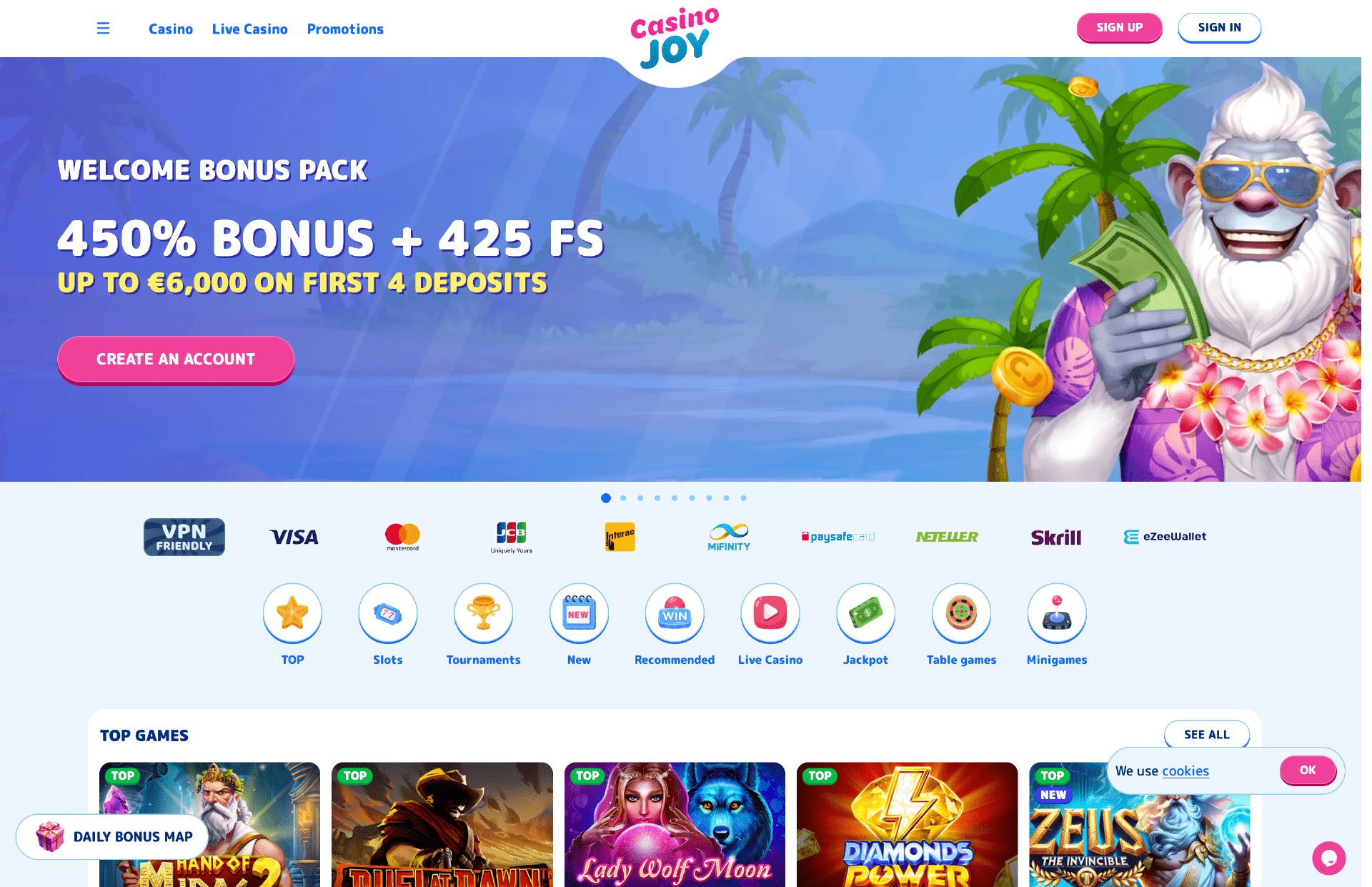 Casinojoy Homepage Screenshot