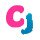 Casinojoy favicon, pink and blue text on white background