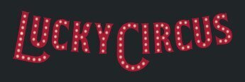 Lucky Circus logo, red text on black background