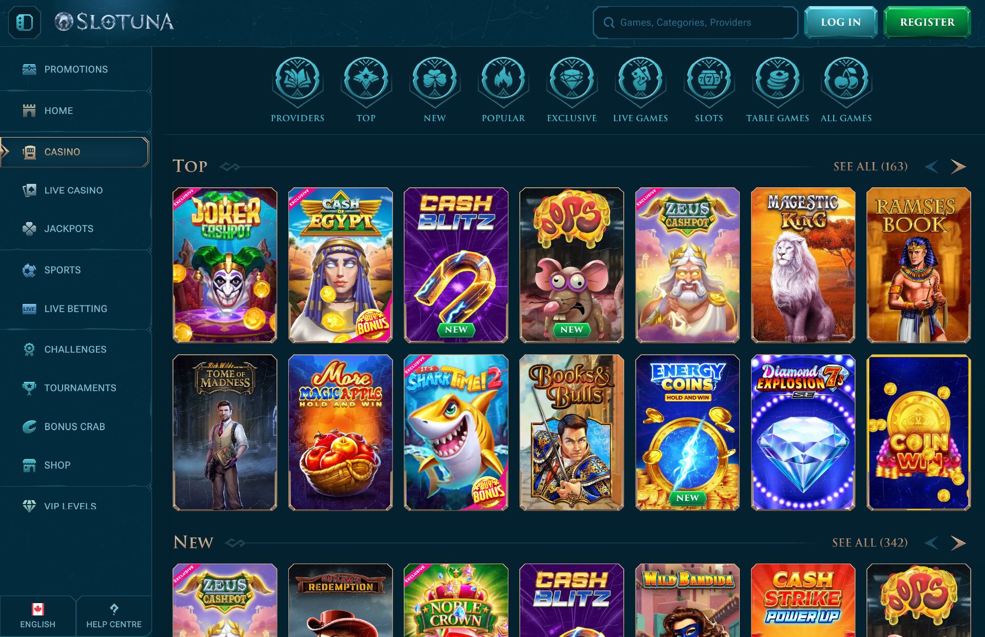 Slotuna Games Page Screenshot