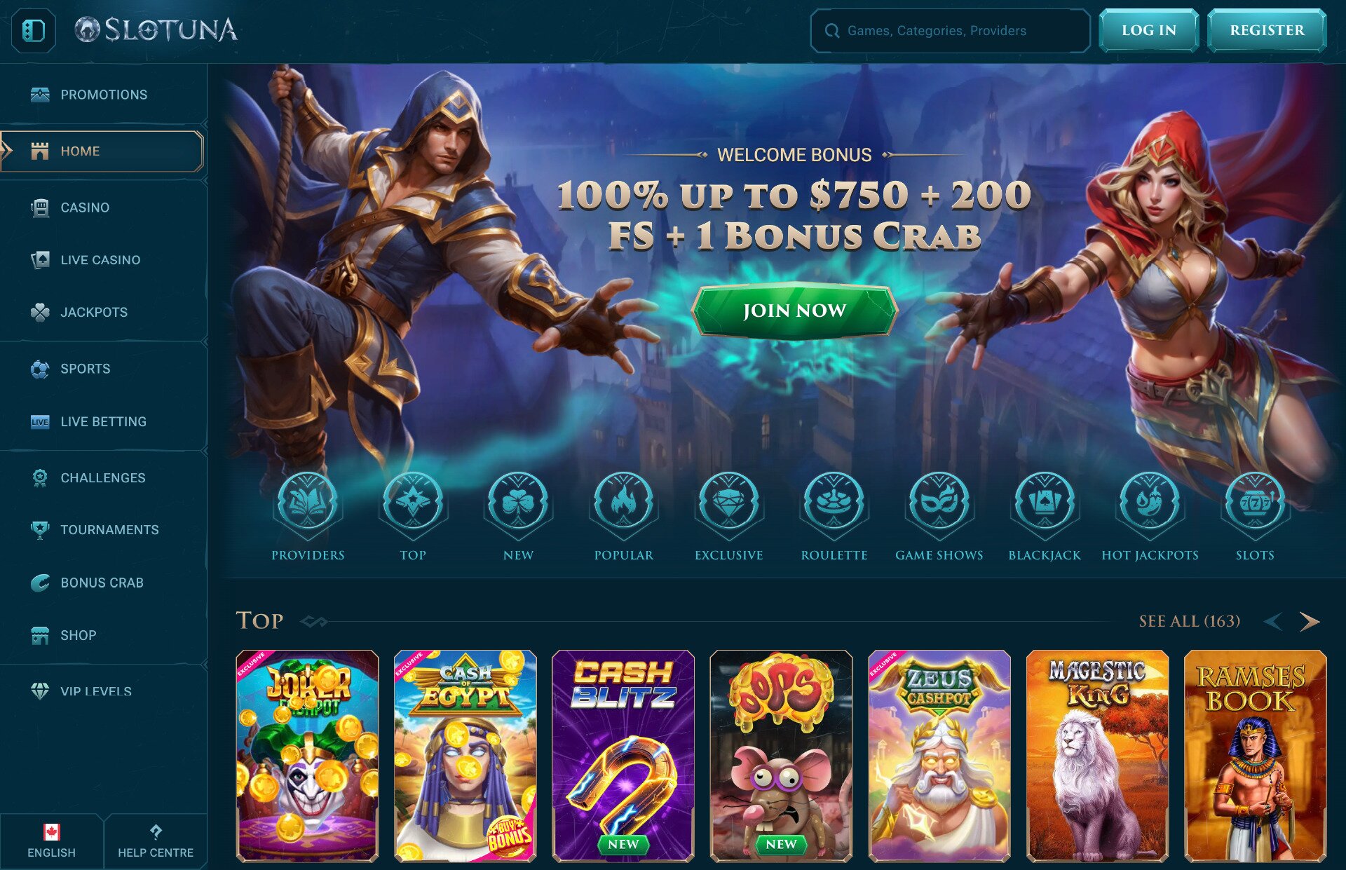 Slotuna Mobile Homepage Screenshot