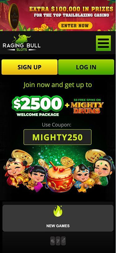 Raging Bull Mobile Home Page Screenshot